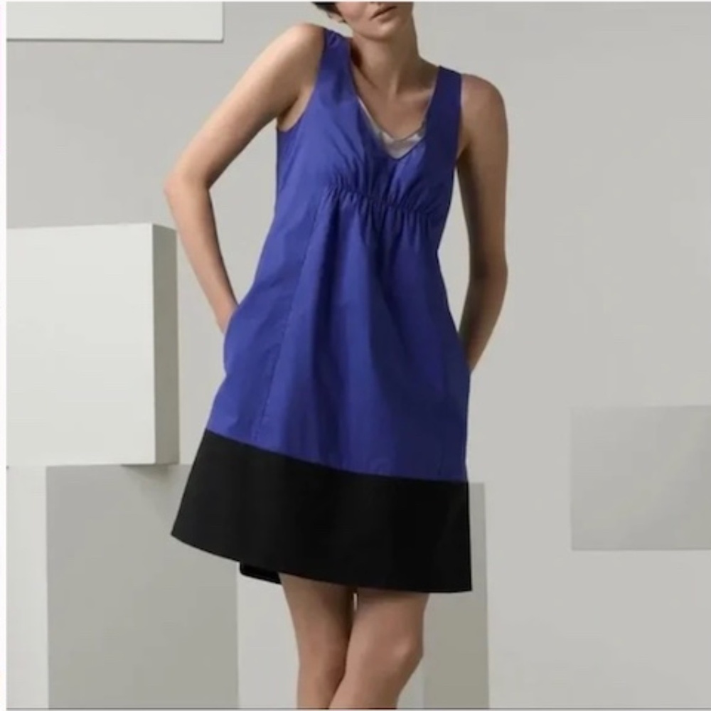 Vince Azure Blue Black Block Summer Dress Size Small